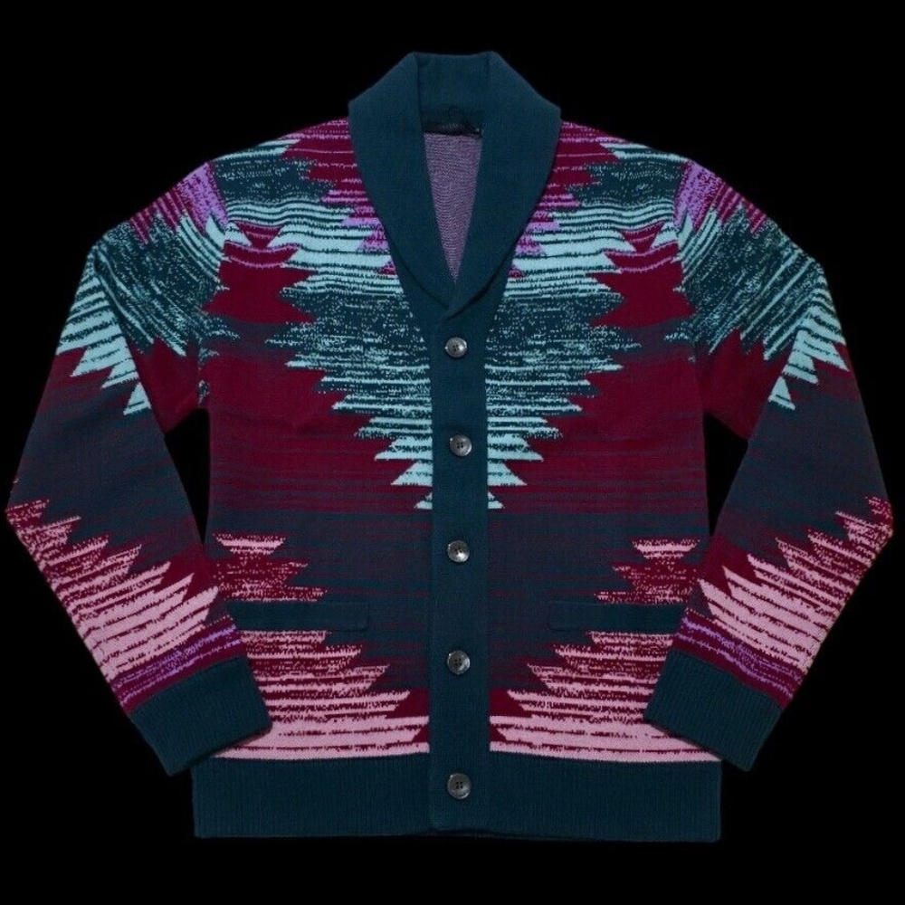 NEW Greyson Shawl $495 Medium Wool Cashmere Southwestern Knit Cardigan